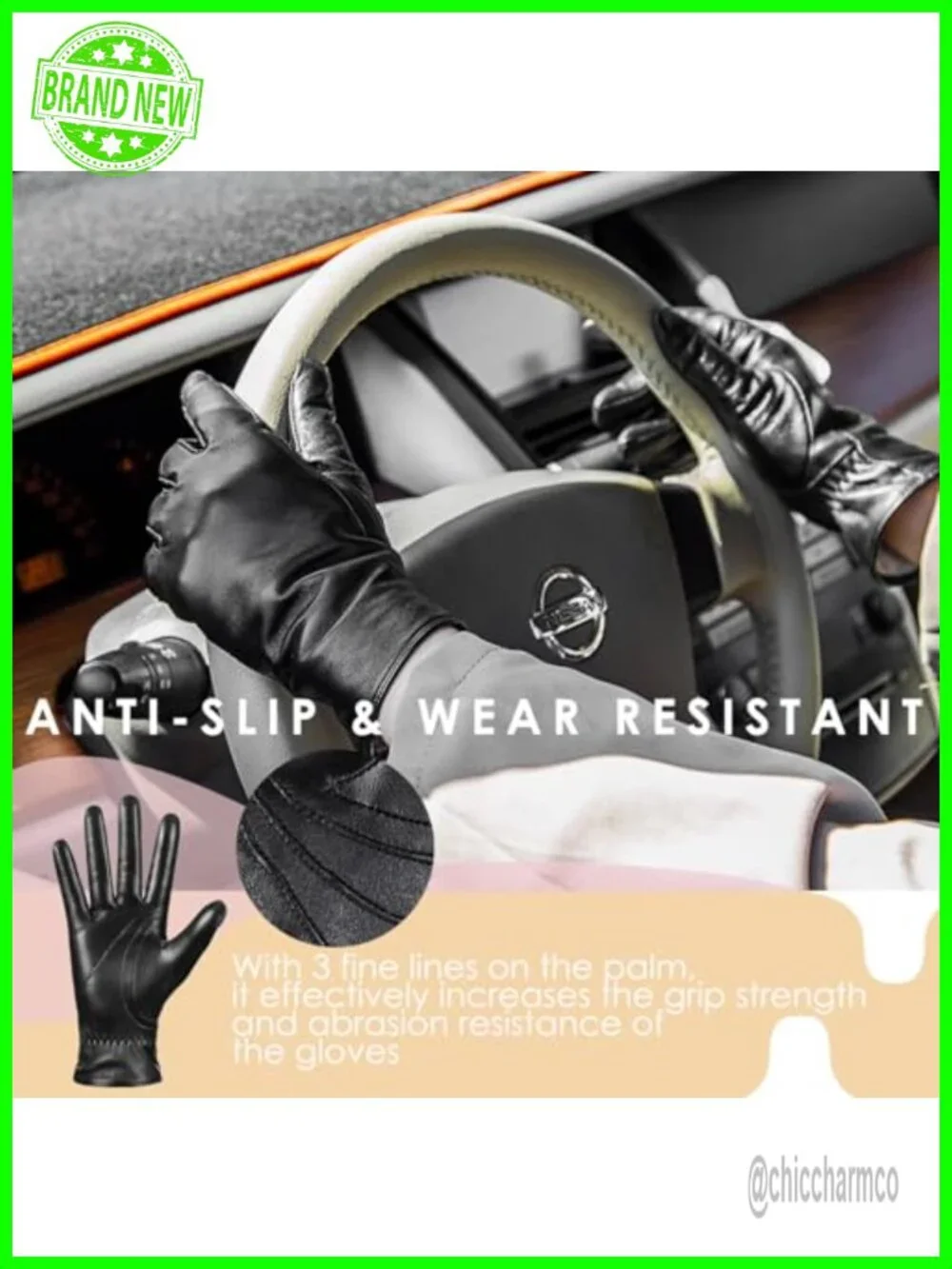 Women's Genuine Sheepskin Leather Gloves with Cashmere Lining and Touchscreen